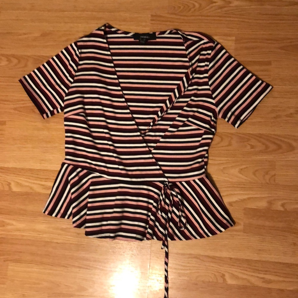 Forever 21 wrap around striped shirt